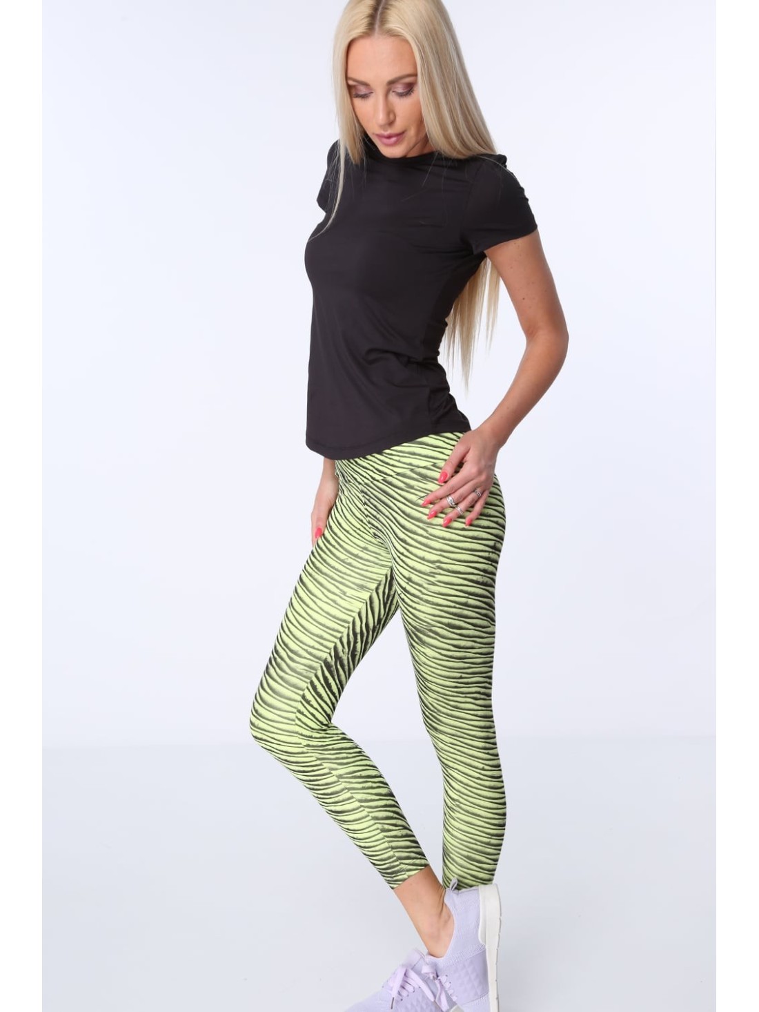 Gelb gemusterte Sportleggings MR15285 – Online-Shop – Boutique